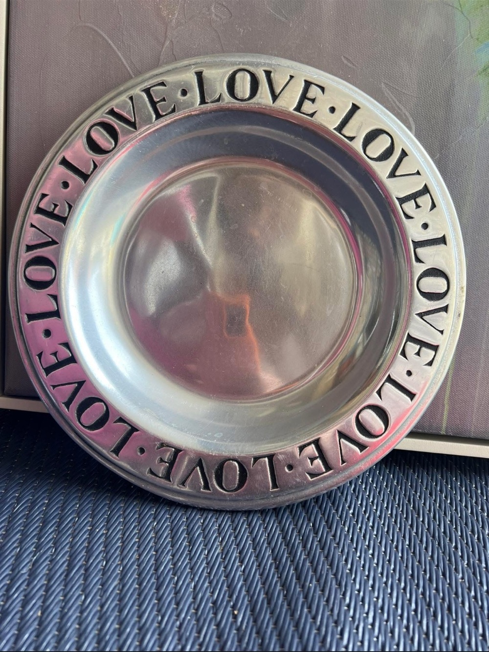 Wilton " LOVE " Pewter Metalware 9" Deep Dish